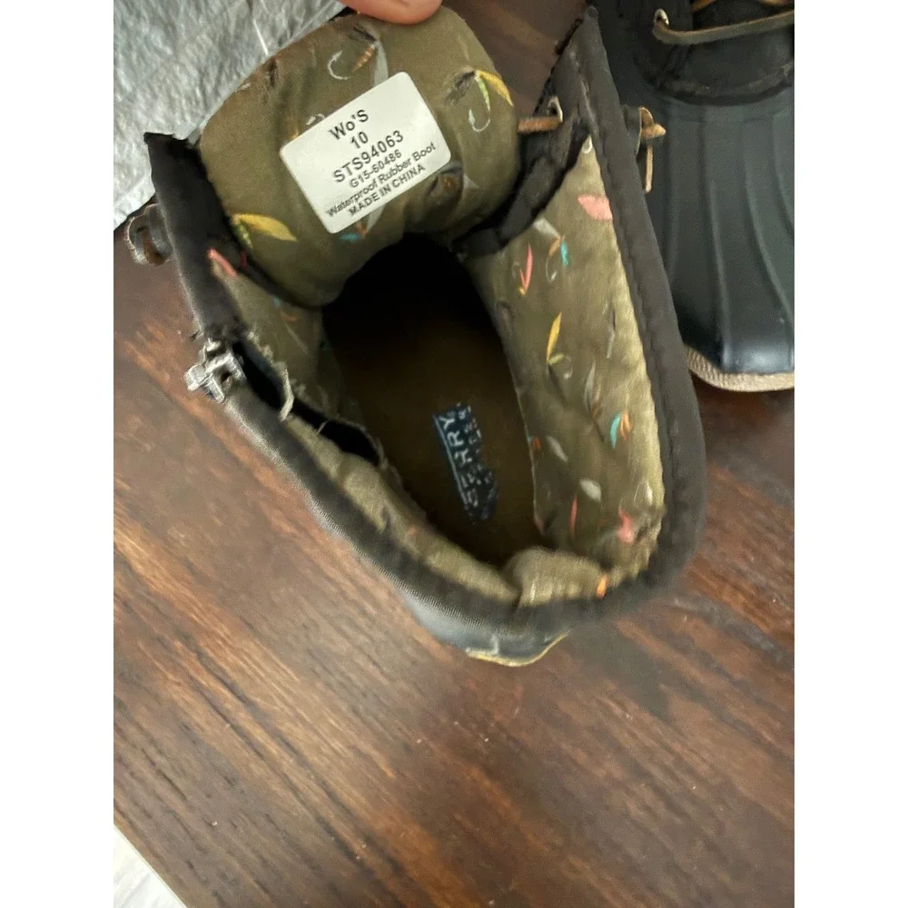 Sperry Top-Sider Saltwater Black Quilted Duck Boots! Size: Women's 10
